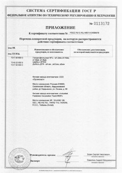 2019.11.16 Кольчугино - Приложение к сертификату Изделия крепежные из металла, торговая марка Tech-KREP. Серийный выпуск